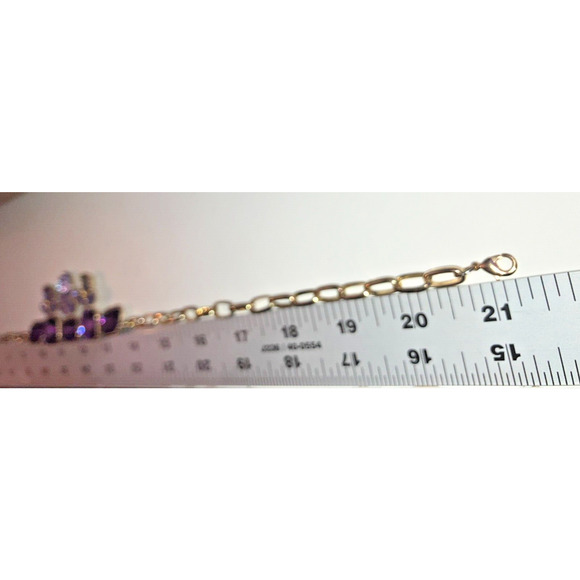 Purple Rhinestones Faceted Formal Gold-Tone Statement 21.25" Necklace! - Picture 7 of 7